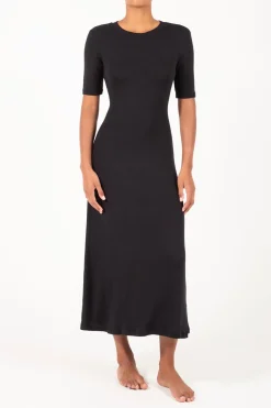 Sale Anemos Short Sleeve Midi Dress - Black Dresses