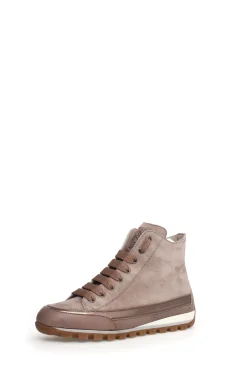 Online Candice Cooper Janis Strip I Leather + Velour High Top Sneakers | Taupe Shoes