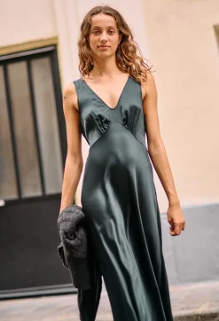 Best Ciao Lucia Reine Black Satin Maxi Dress Dresses