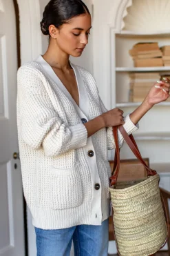 Hot Cozy Cotton Cardigan in Ivory Tanguis Tops
