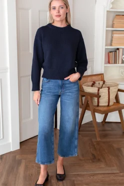 Best Cozy Organic Cotton Sweater Navy Organic Tops