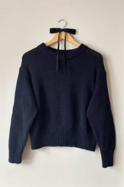 Best Cozy Organic Cotton Sweater Navy Organic Tops