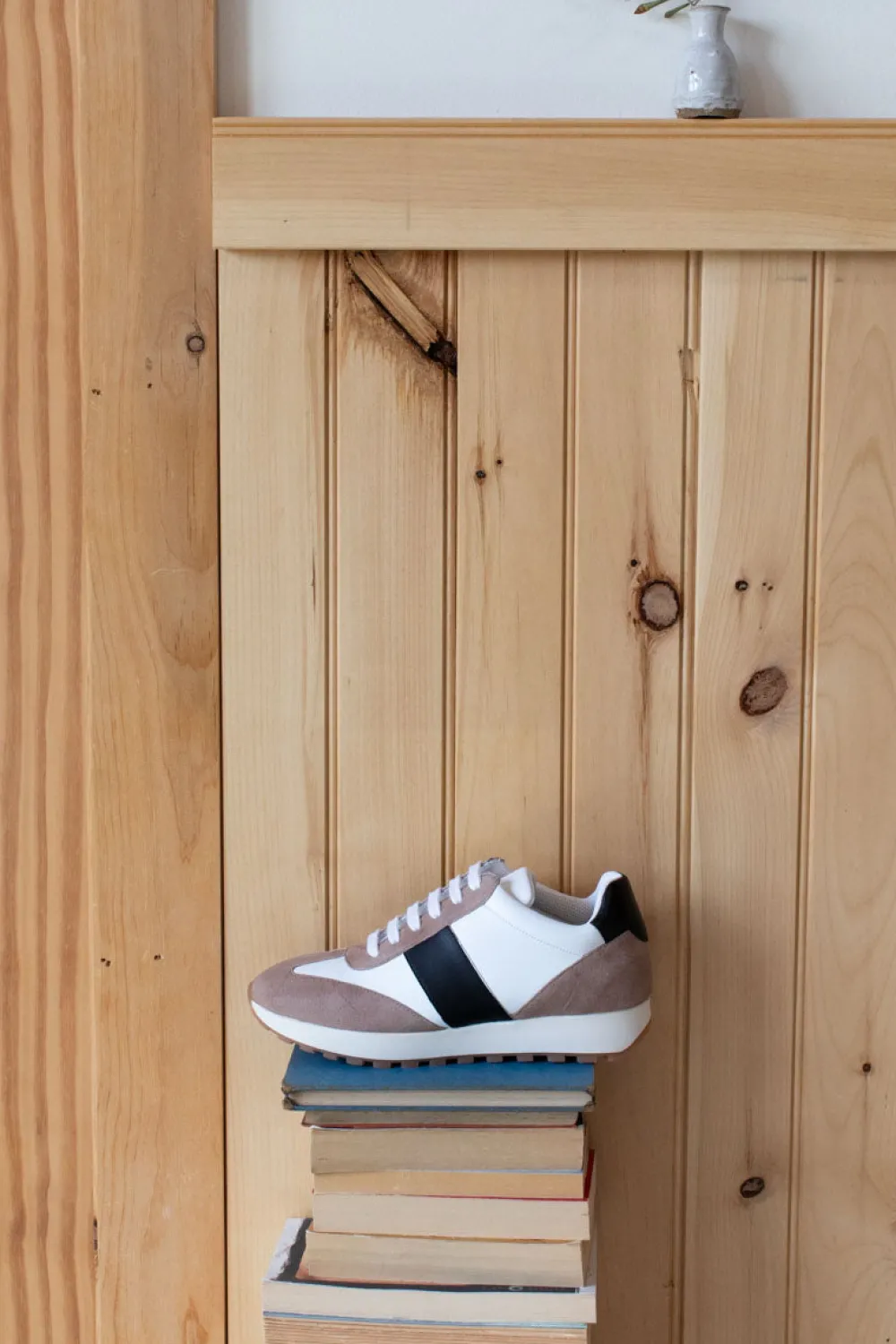 Outlet Daily Trainers Taupe Suede Black Ivory Leather Shoes