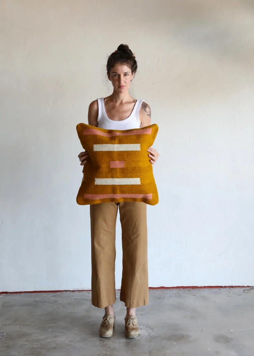 Hot Dash Pillow - Mustard, Pink + Cream Handmade Beauty | Wellness