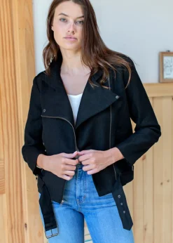 Online Emerson Fry Irving Moto Jacket - Black Linen Outerwear