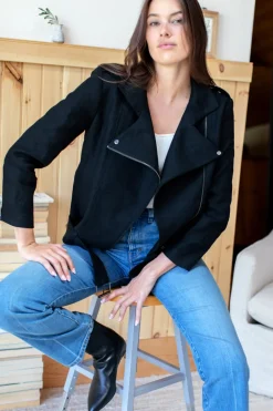 Online Emerson Fry Irving Moto Jacket - Black Linen Outerwear