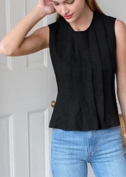 Online Emerson Fry Plait Long Top in Black Tops