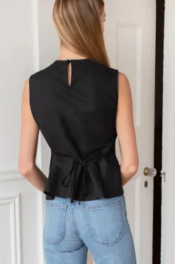 Online Emerson Fry Plait Long Top in Black Tops