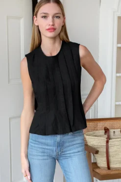 Online Emerson Fry Plait Long Top in Black Tops