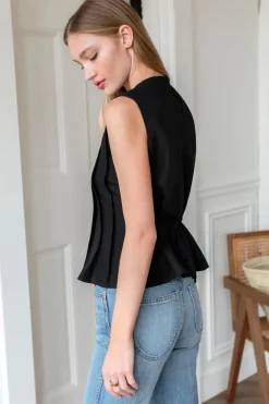 Online Emerson Fry Plait Long Top in Black Tops