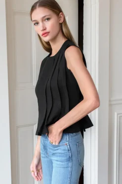 Online Emerson Fry Plait Long Top in Black Tops