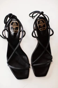 Outlet Emerson Fry Tie Up Heels in Black Leather Shoes