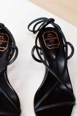 Outlet Emerson Fry Tie Up Heels in Black Leather Shoes