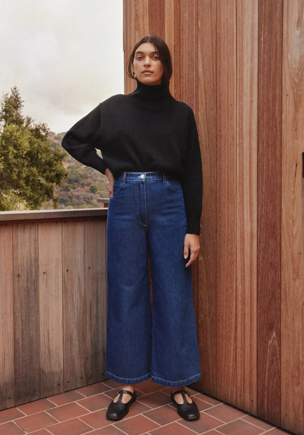 Clearance First Rite Cotton Crop Knit Black Tops