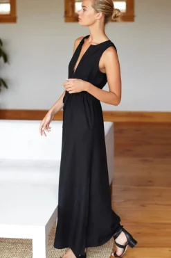New Grecian Keyhole Dress in Black Dresses