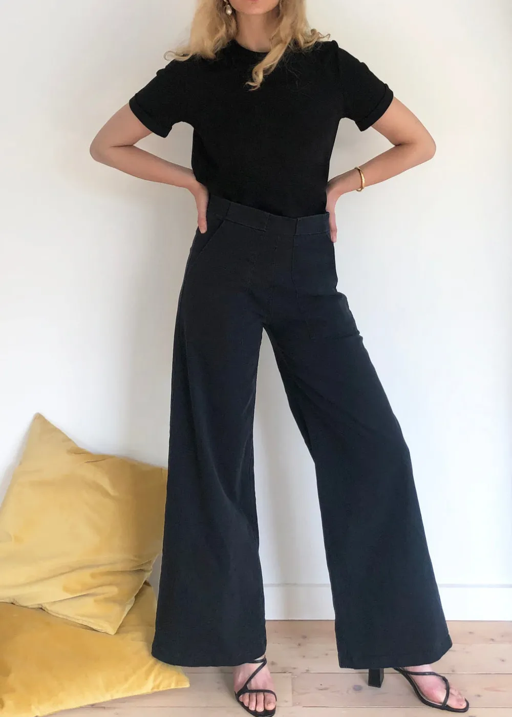Outlet Long Sabrina Denim Pants | Black Bottoms