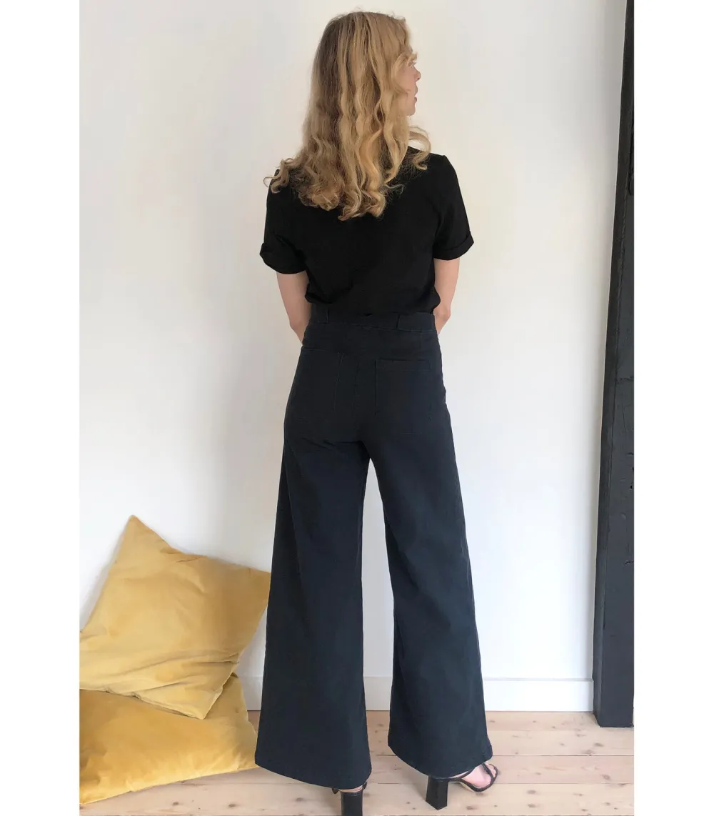 Outlet Long Sabrina Denim Pants | Black Bottoms