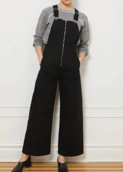 Hot Loup Madelyn Zip Front Overalls in Black Bottoms