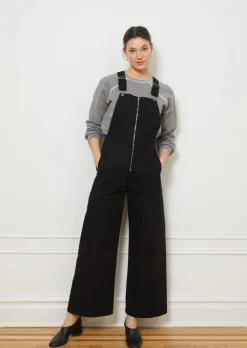 Hot Loup Madelyn Zip Front Overalls in Black Bottoms