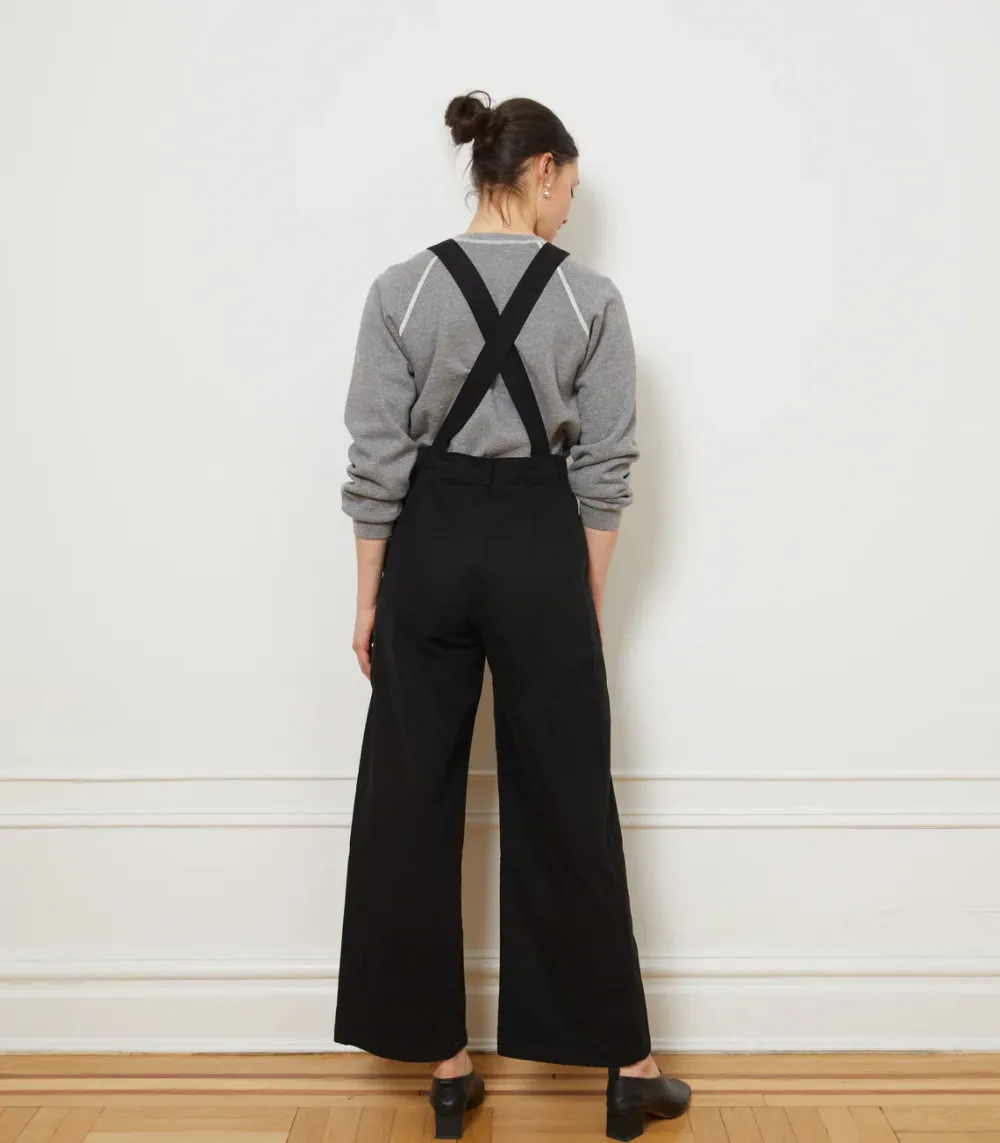 Hot Loup Madelyn Zip Front Overalls in Black Bottoms