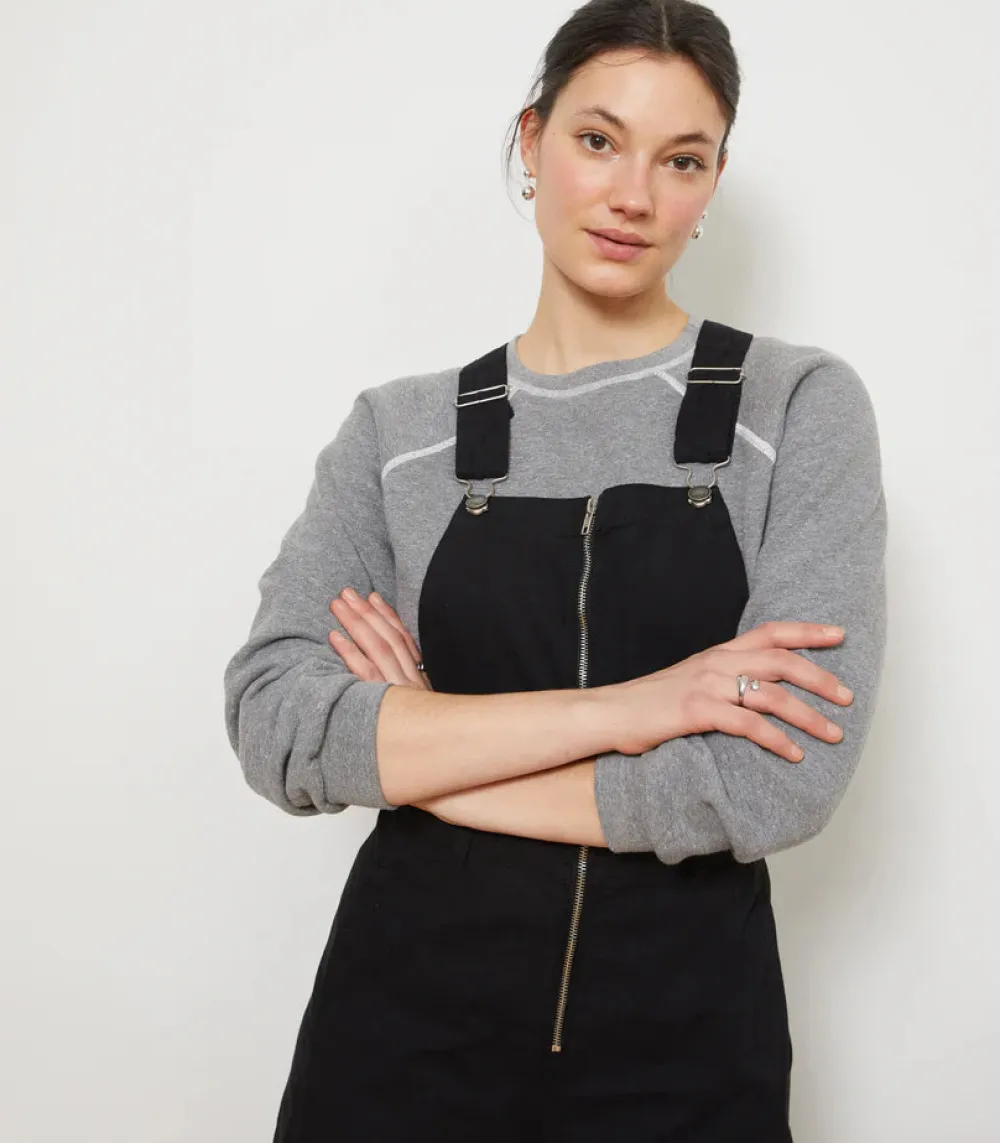 Hot Loup Madelyn Zip Front Overalls in Black Bottoms