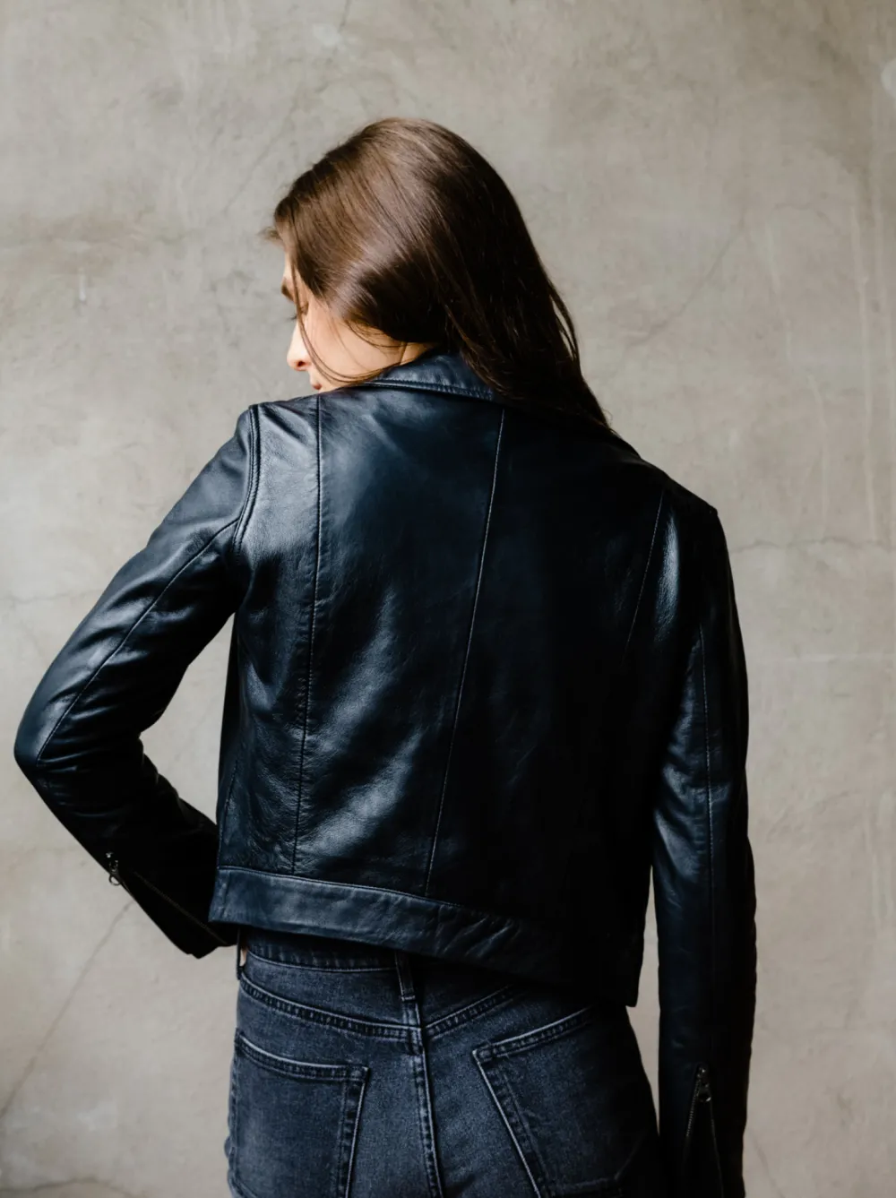 New Maha Ethically Made Black Leather Moto Jacket Outerwear