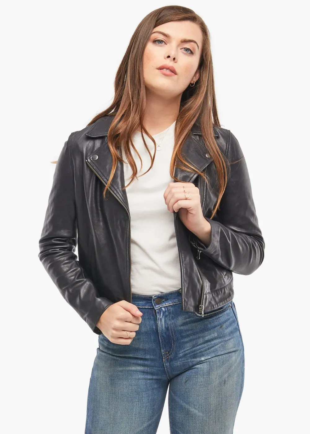 New Maha Ethically Made Black Leather Moto Jacket Outerwear