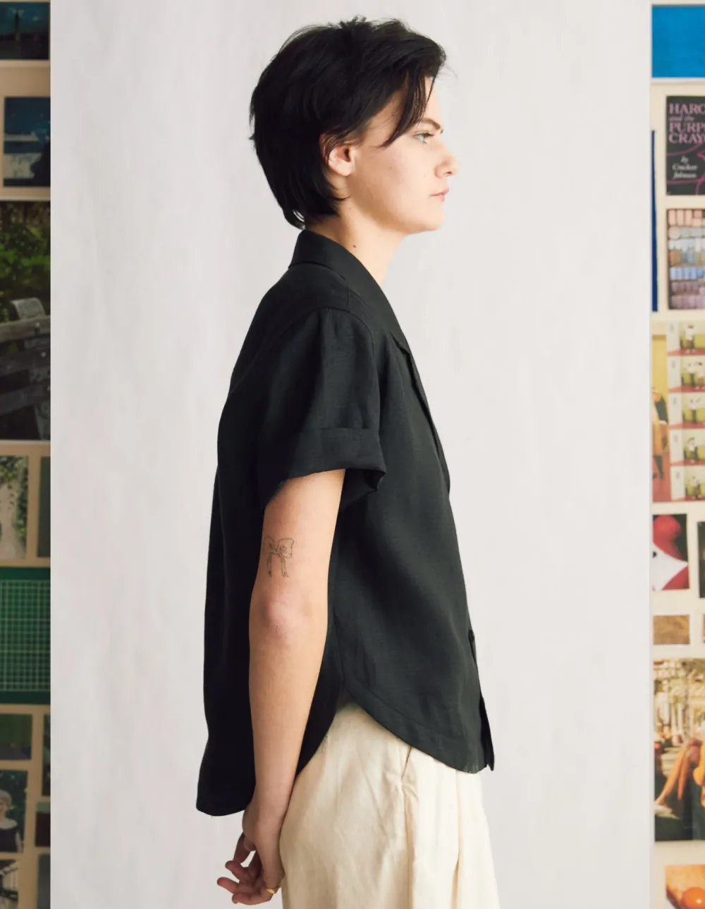 Sale Naomi Nomi Studio Shirt in Black Linen Tops