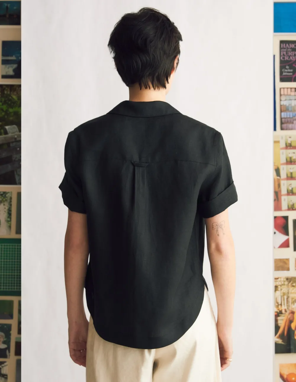 Sale Naomi Nomi Studio Shirt in Black Linen Tops