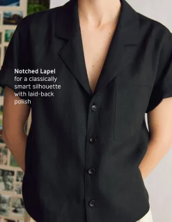 Sale Naomi Nomi Studio Shirt in Black Linen Tops