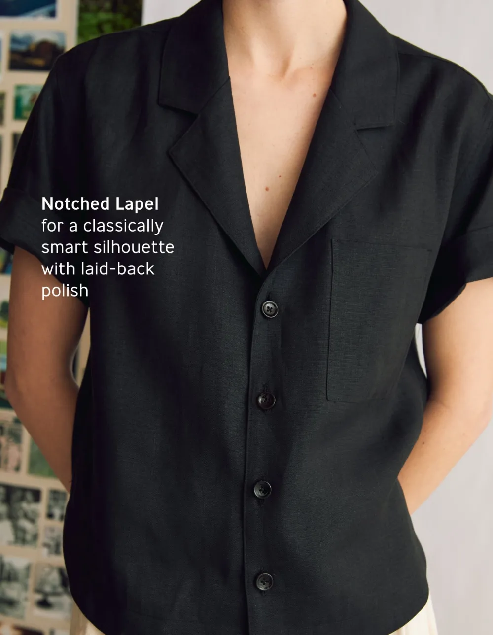 Sale Naomi Nomi Studio Shirt in Black Linen Tops