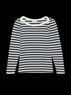 Best Nation LTD Amelie Envelope Neck Top in Pointelle Stripe Tops