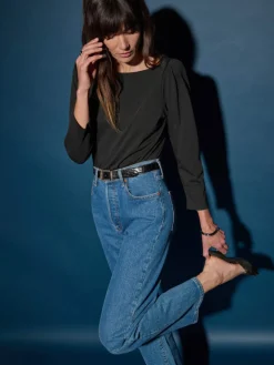 Fashion Nation LTD Amelie Envelope Neck Top in Jet Black Tops