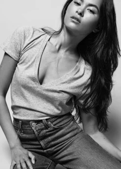 Fashion Nation Ltd Blair Tee in Heather Grey Tops