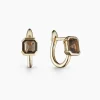 Sale Otiumberg Domino Smokey Quartz Huggie Hoops in 9kt Solid Gold Handmade Jewelry