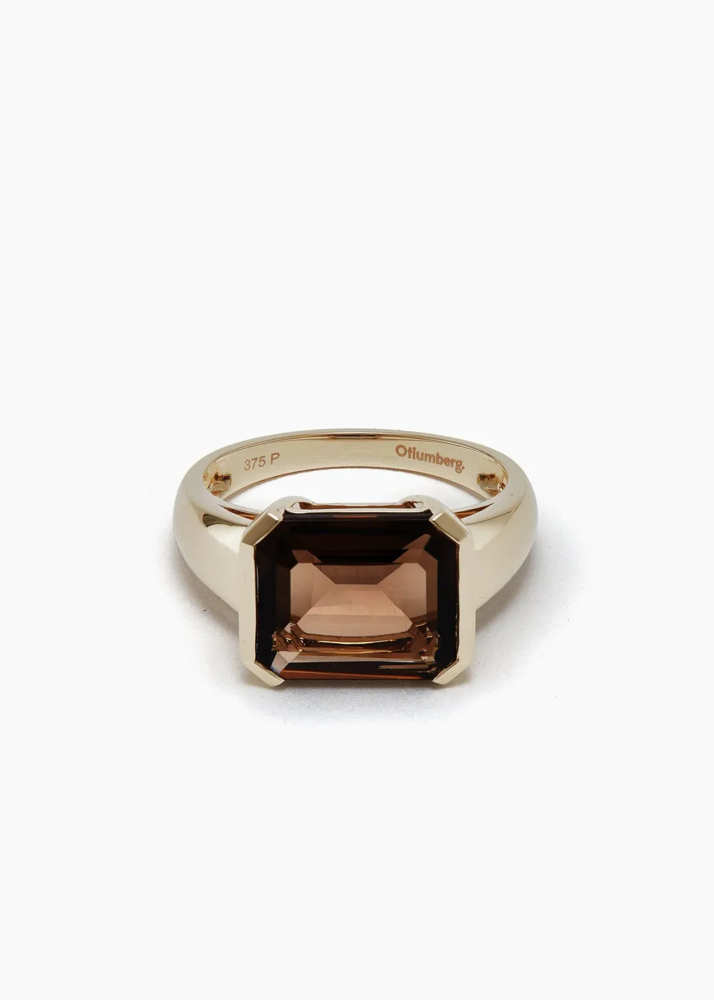 Best Otiumberg Smokey Quartz Domino Ring in 9kt Solid Gold Handmade Jewelry