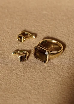 Best Otiumberg Smokey Quartz Domino Ring in 9kt Solid Gold Handmade Jewelry