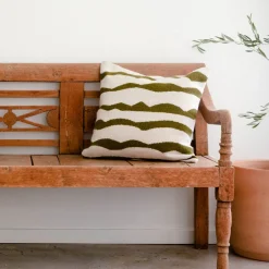 Hot Paso Throw Pillow in Natural/Moss Handmade Beauty | Wellness