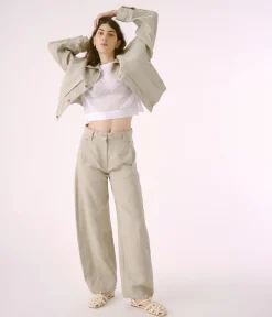 Discount Sayaka Davis Cropped Jacket in Light Taupe Tops|Outerwear