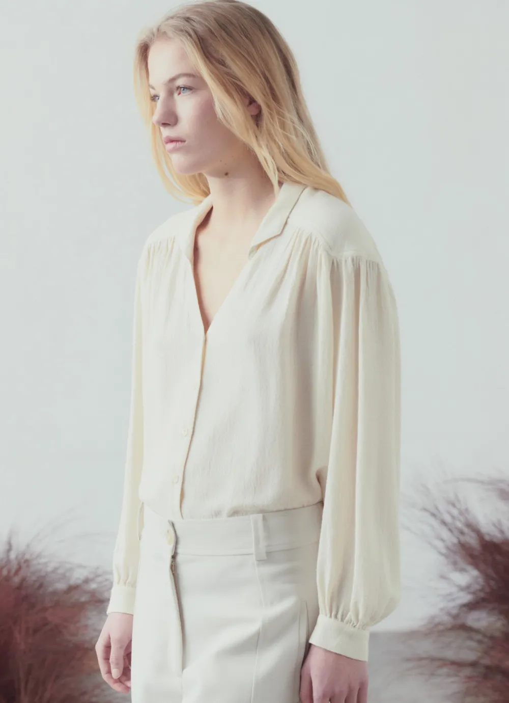 Hot Sita Murt Cream Blouse Tops