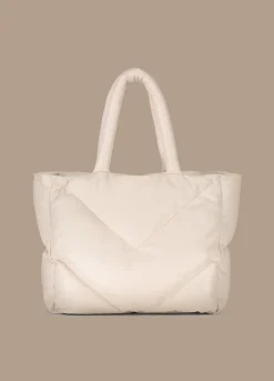 Best Summum Quilted Leather Puffy Shoulder Bag Cream Accessories