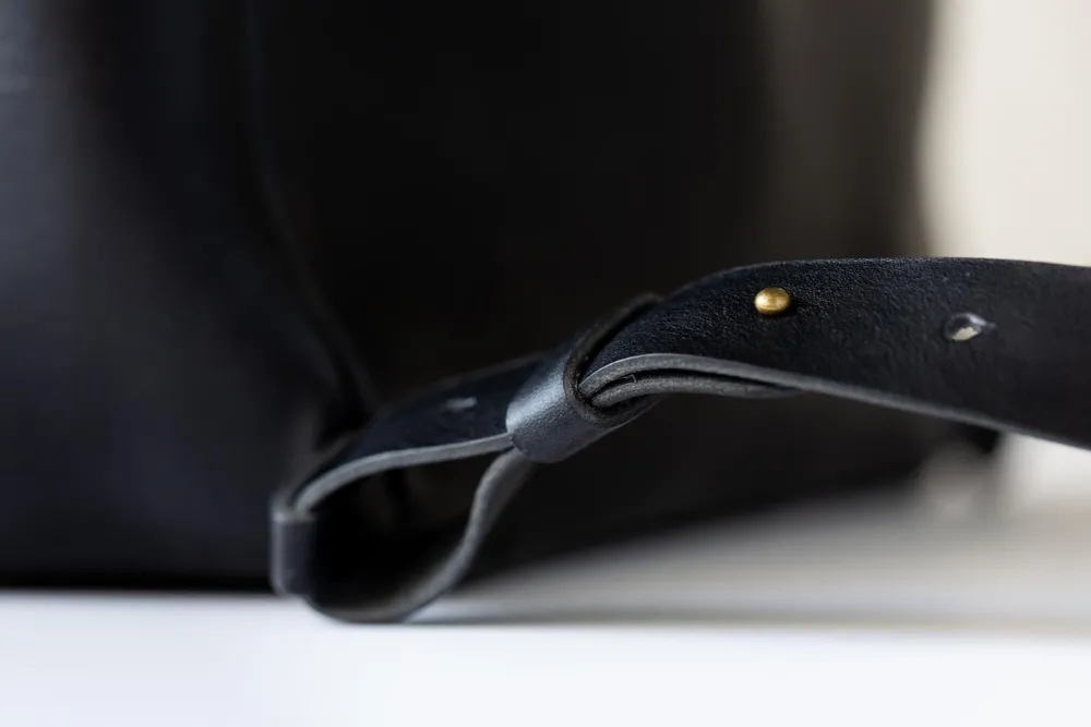 Fashion The Folded Leather Backpack Black Accessories