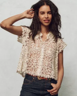 Fashion The Great Lattice Top in Cream Tops