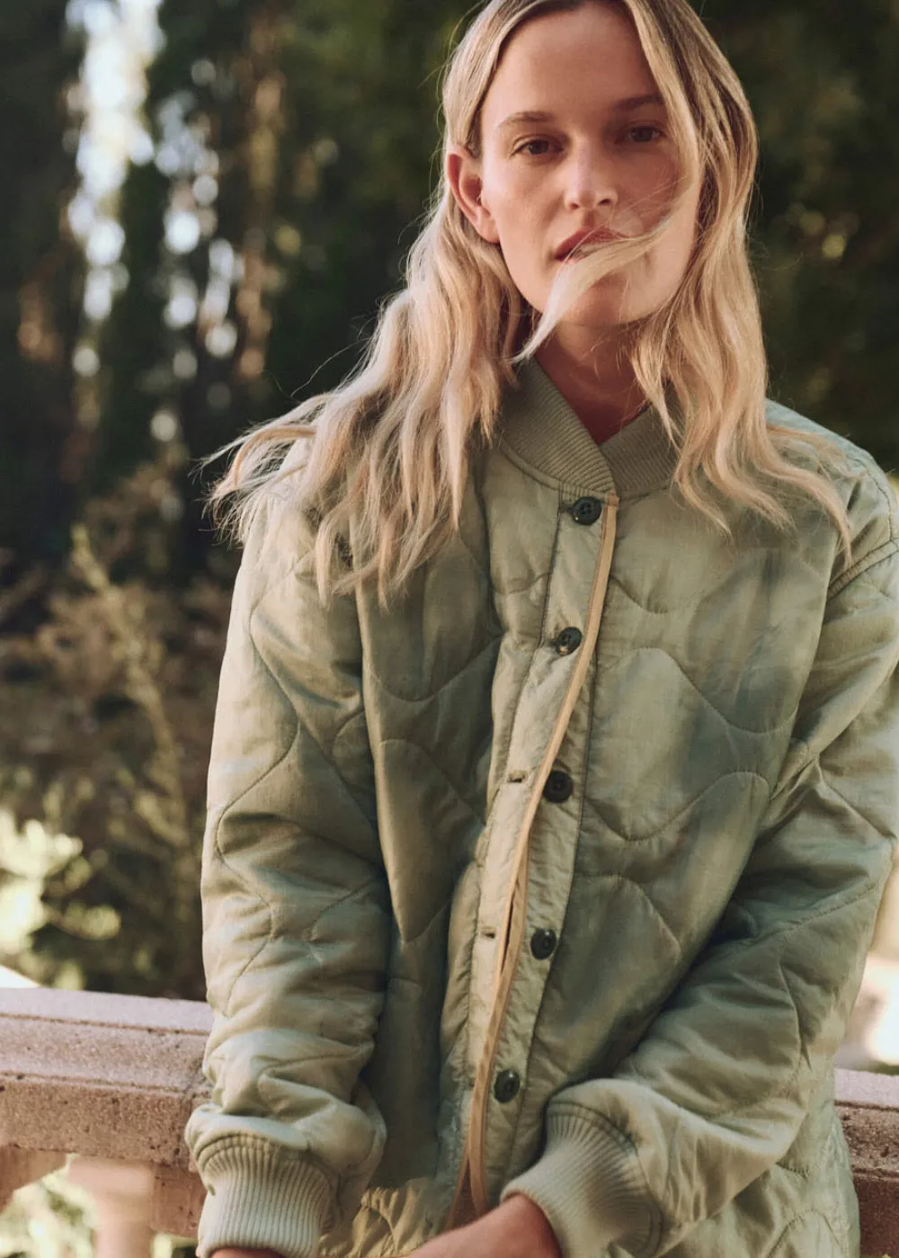 Sale The Great Quilted Liner Jacket Mottled Green Outerwear