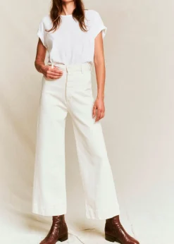 Outlet The Great Seafair Wide Leg Jeans Denim in Stone + Black Bottoms