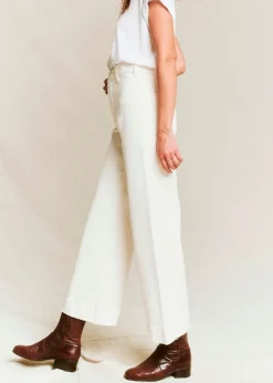 Outlet The Great Seafair Wide Leg Jeans Denim in Stone + Black Bottoms