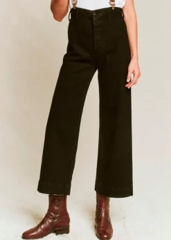 Outlet The Great Seafair Wide Leg Jeans Denim in Stone + Black Bottoms