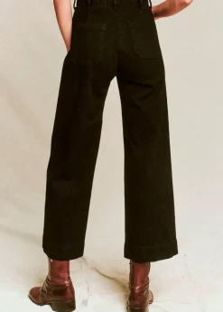 Outlet The Great Seafair Wide Leg Jeans Denim in Stone + Black Bottoms