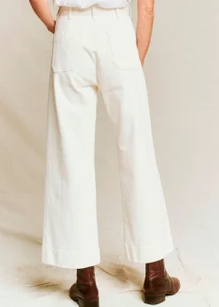 Outlet The Great Seafair Wide Leg Jeans Denim in Stone + Black Bottoms