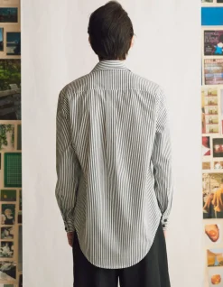 Outlet The New Oxford in Black Stripe Cotton Tops